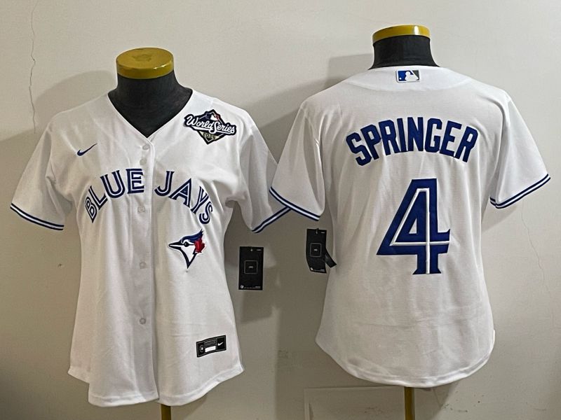 Women 2025 Toronto Blue Jays #4 Springer  white Game Nike MLB Jersey style 003